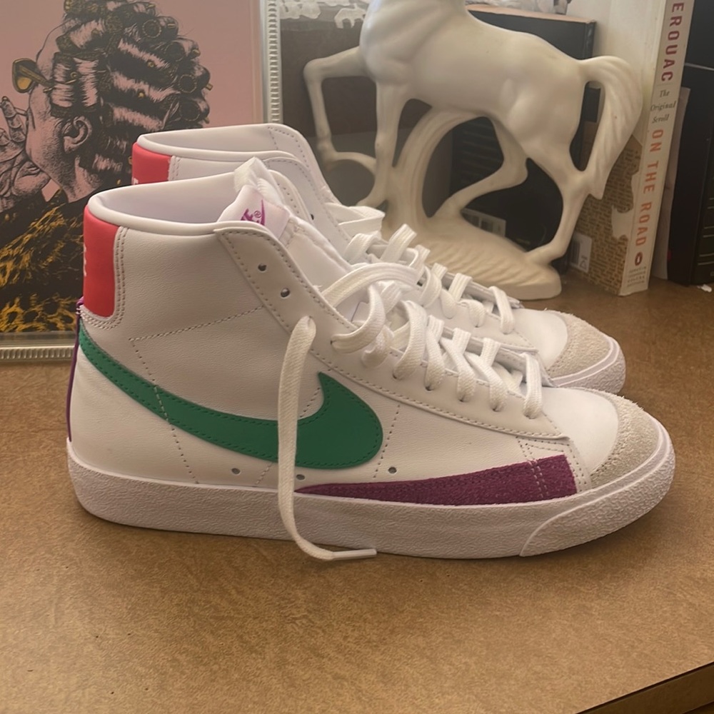 Nike blazer high top. Green and purple